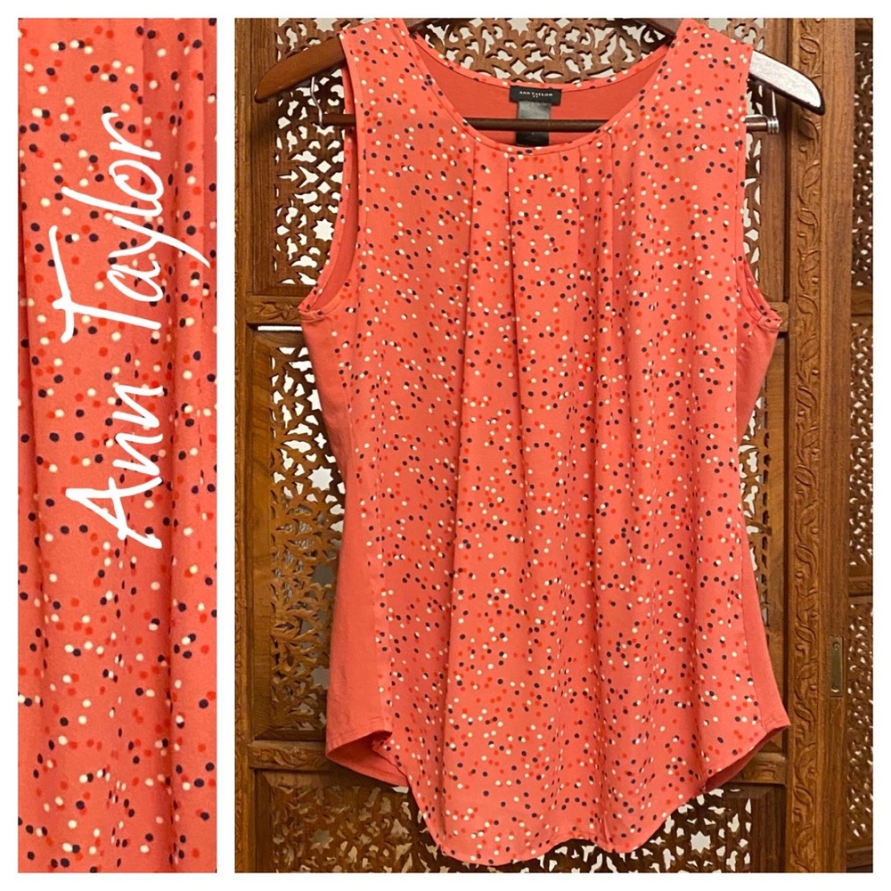 🚺 Ann Taylor rose pink polka dot tank top